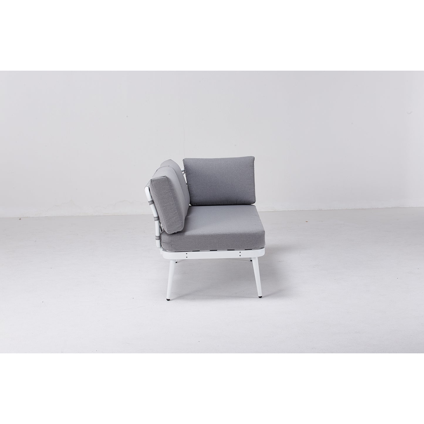 Set da giardino angolare con cuscini bianco e grigio Bodrum