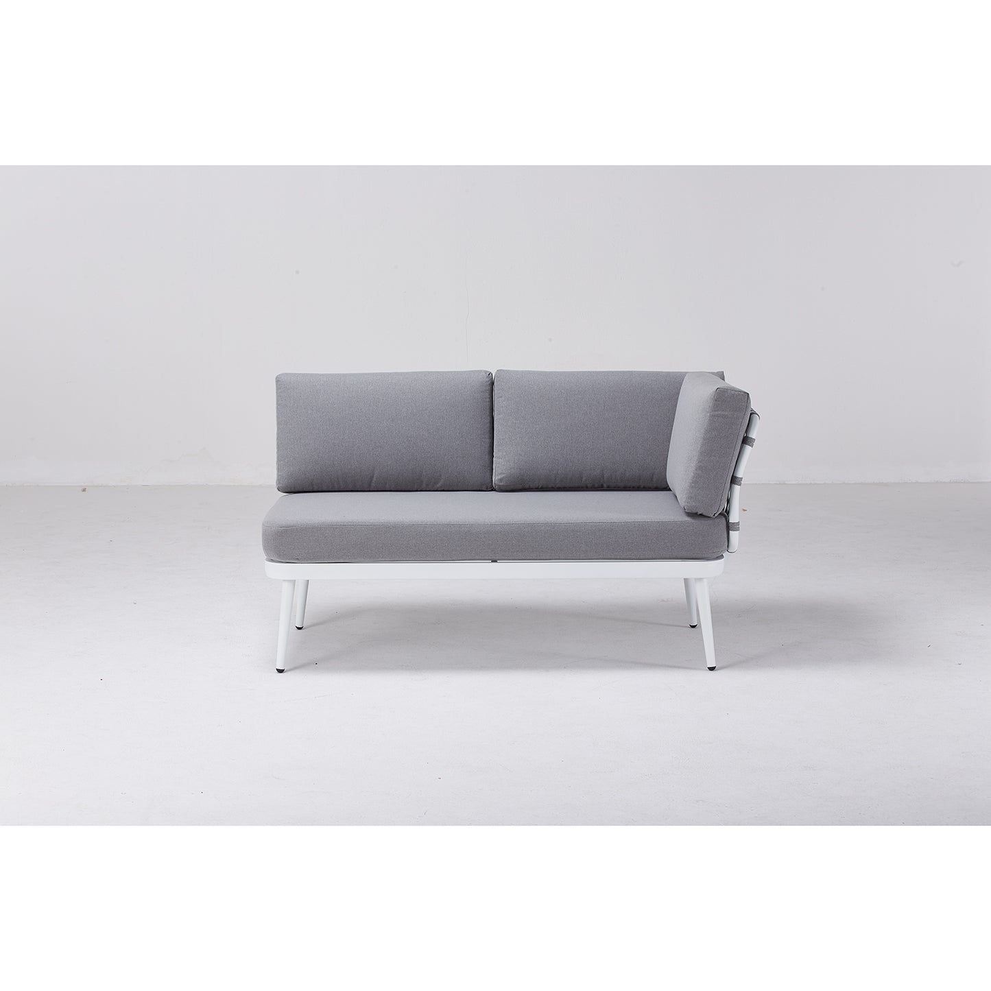 Set da giardino angolare con cuscini bianco e grigio Bodrum