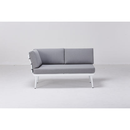 Set da giardino angolare con cuscini bianco e grigio Bodrum