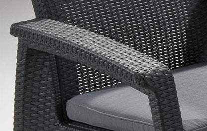 Set da giardino con divano poltrone e tavolino antracite Keter Corfu Lounge