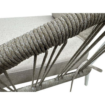 Set da giardino in alluminio e corda con cuscini bianco e beige
