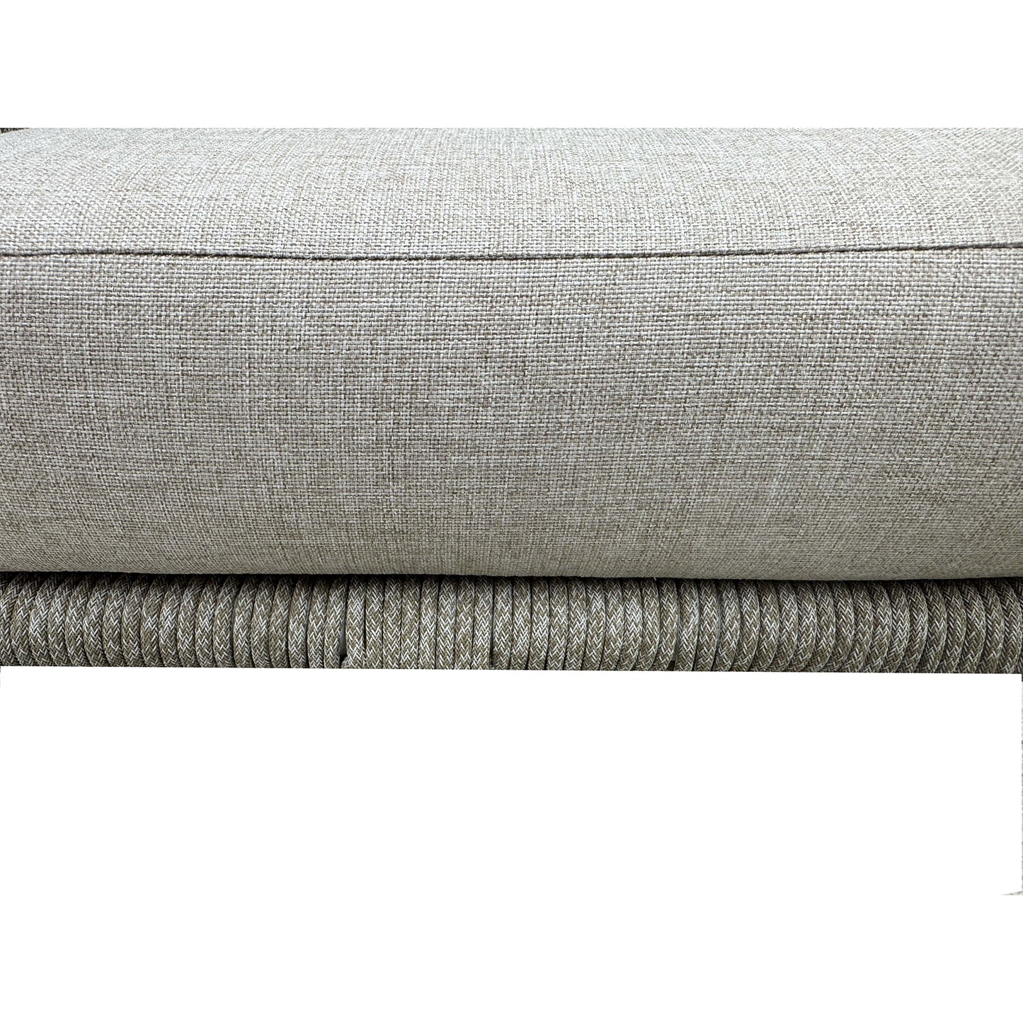 Set da giardino in alluminio e corda con cuscini bianco e beige