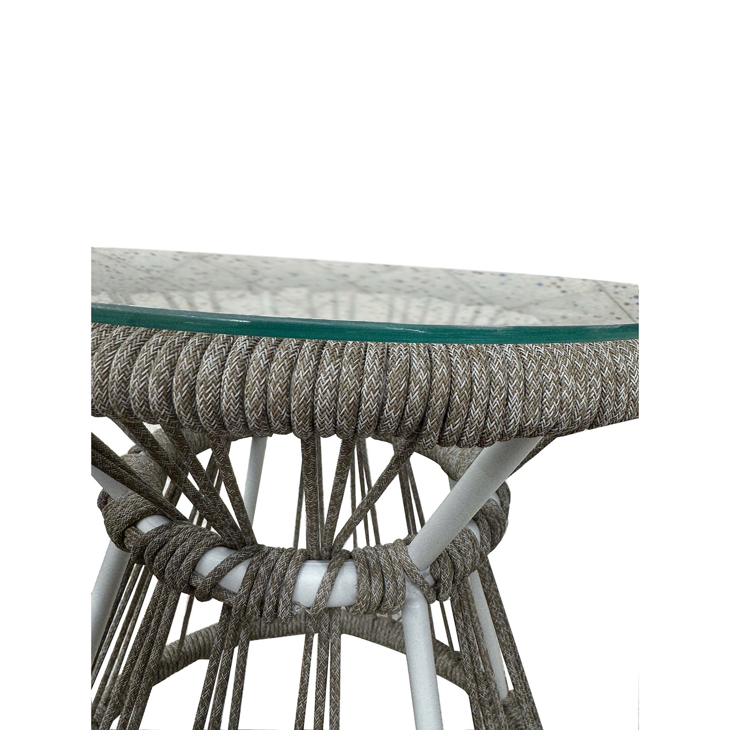 Set da giardino in alluminio e corda con cuscini bianco e beige