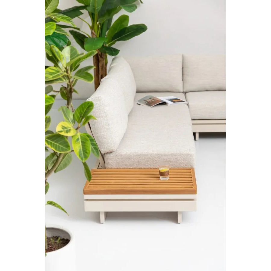 Set da giardino in teak 6 pezzi con cuscini colore cashmere