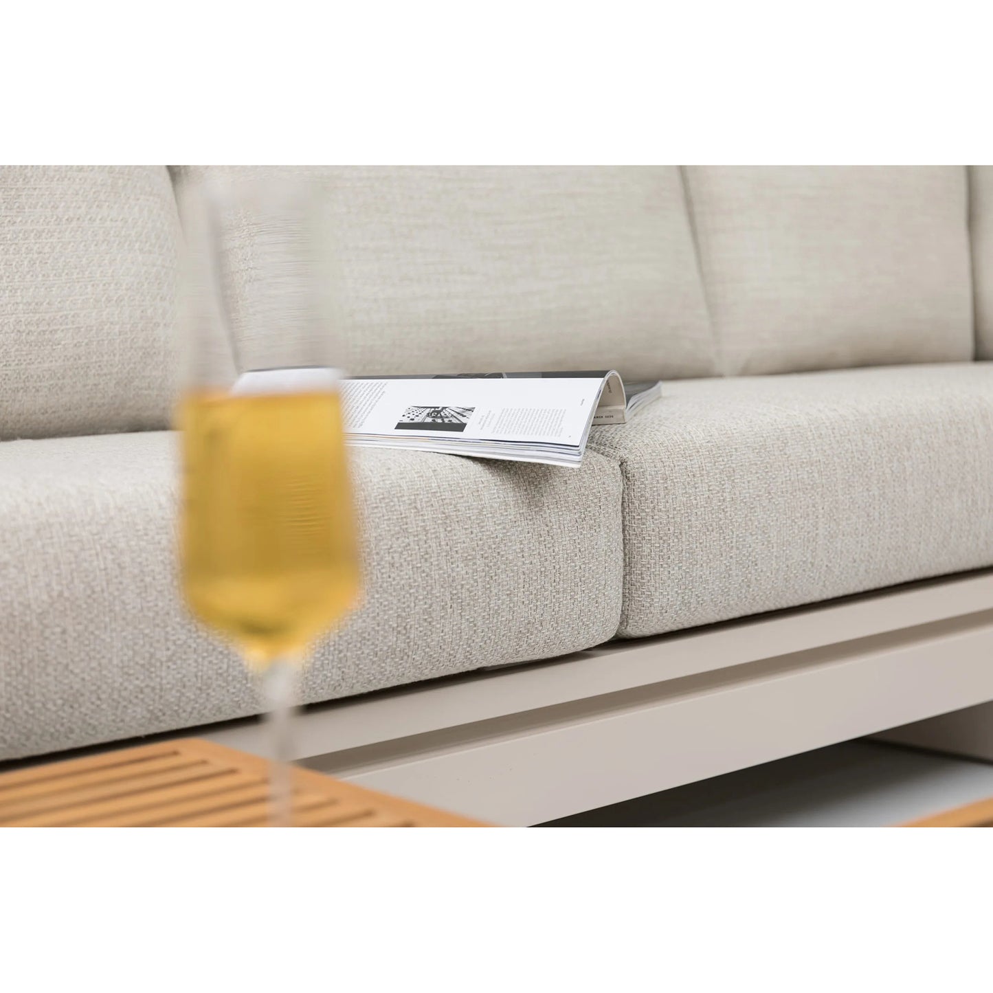 Set da giardino in teak 6 pezzi con cuscini colore cashmere