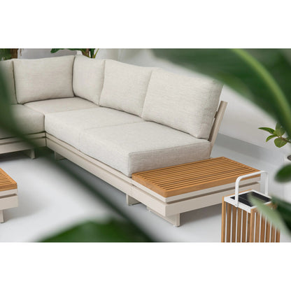 Set da giardino in teak 6 pezzi con cuscini colore cashmere