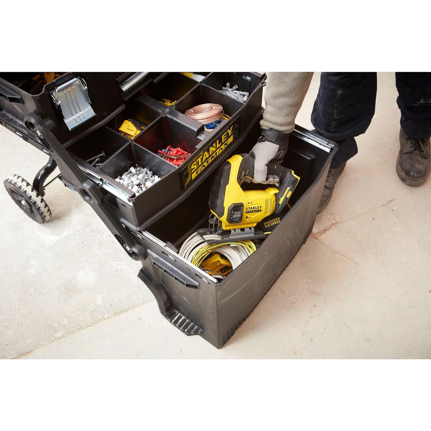 Baule portautensili con ruote Stanley Fat Max Work Station cantilever 85,7 lt