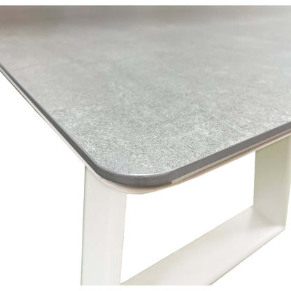 Set in alluminio tavolo e 6 sedie grigio e bianco Malaga