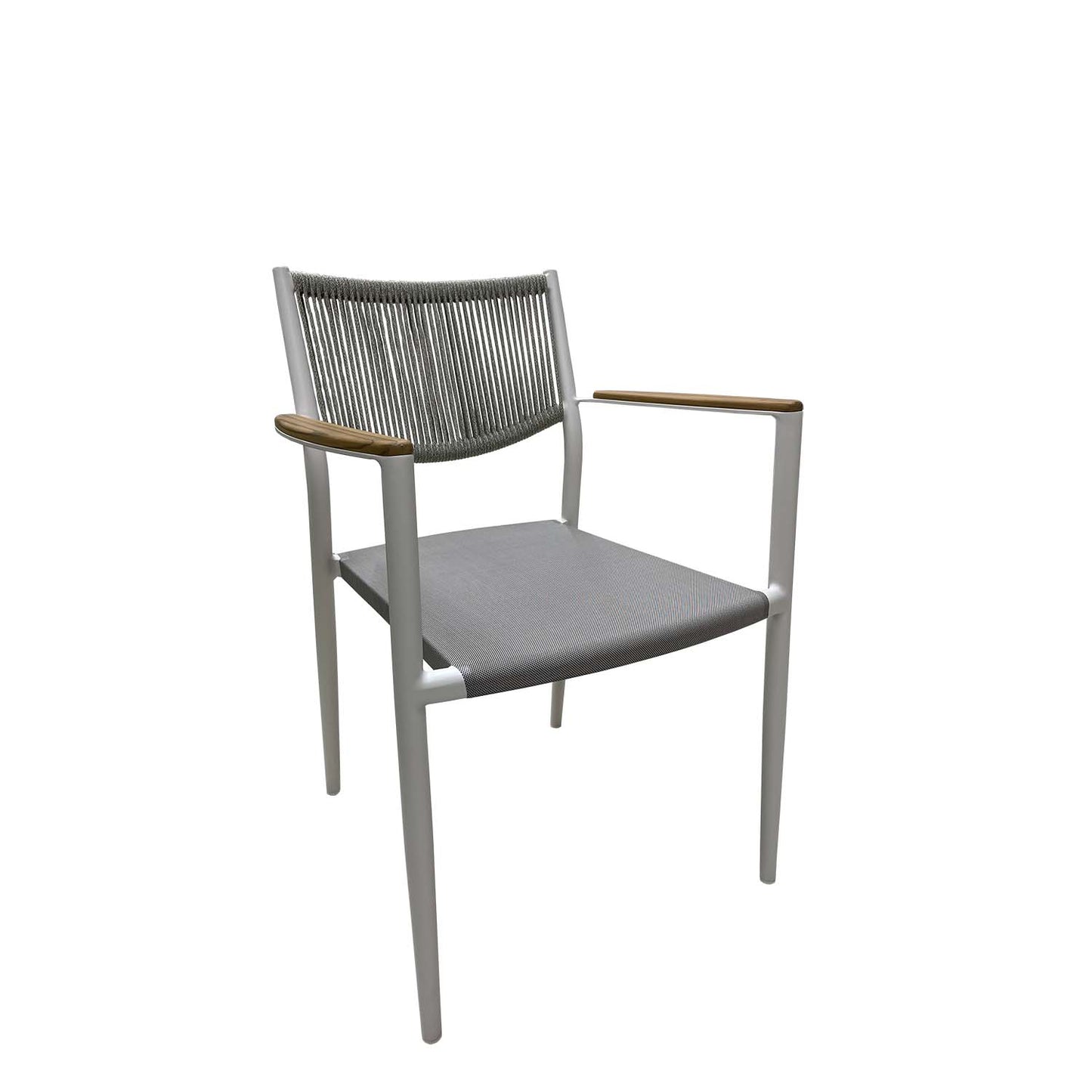 Set in alluminio tavolo e 6 sedie grigio e bianco Malaga