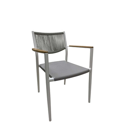 Set in alluminio tavolo e 6 sedie grigio e bianco Malaga