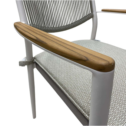 Set in alluminio tavolo e 6 sedie grigio e bianco Malaga