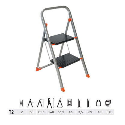Sgabello 2 gradini in acciaio h 81,5 cm tinto t2 Facal