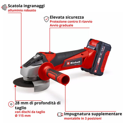 Smerigliatrice angolare a batteria Einhell TC-AG 18/115 Li