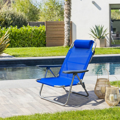 Spiaggina mare pieghevole in alluminio 46x59 cm con cuscino blu