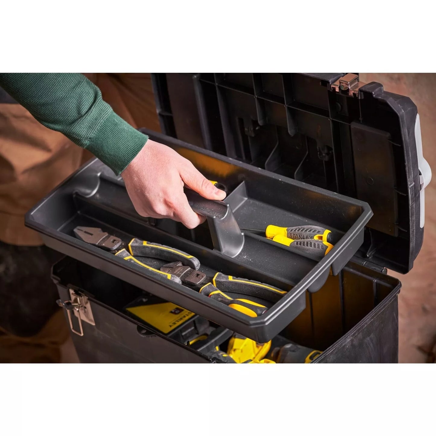 Stanley trolley porta utensili 2 in 1 con ruote e cassetta da 12,5 pollici