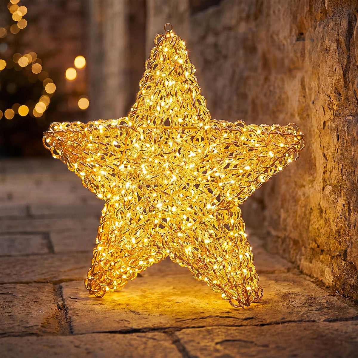 Stella natalizia luminosa 3D da interno ed esterno 58 cm rose gold 720 microLED