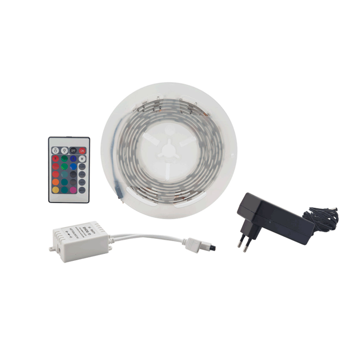 Strip LED RGB multicolore 5 metri con telecomando e alimentatore 12V
