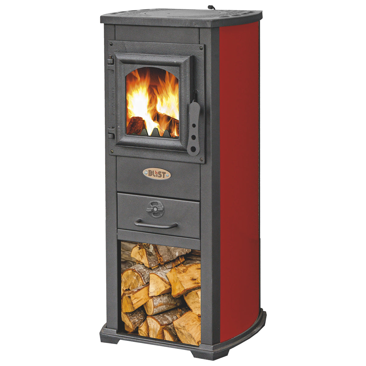 Stufa a legna in ghisa Berna Lux rossa 5,3 kW