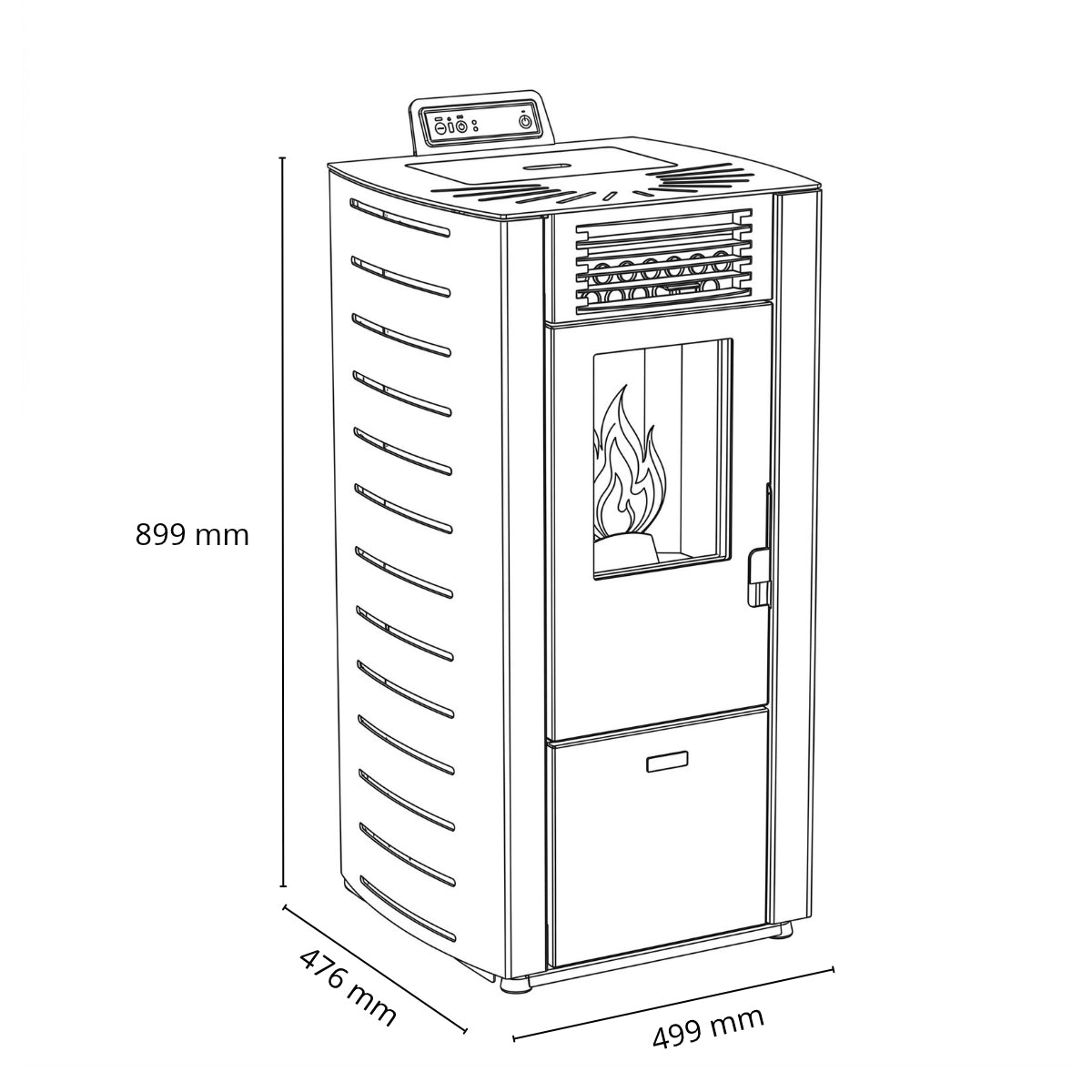 Stufa a pellet King 98 7,8 kW 190 m³ con telecomando