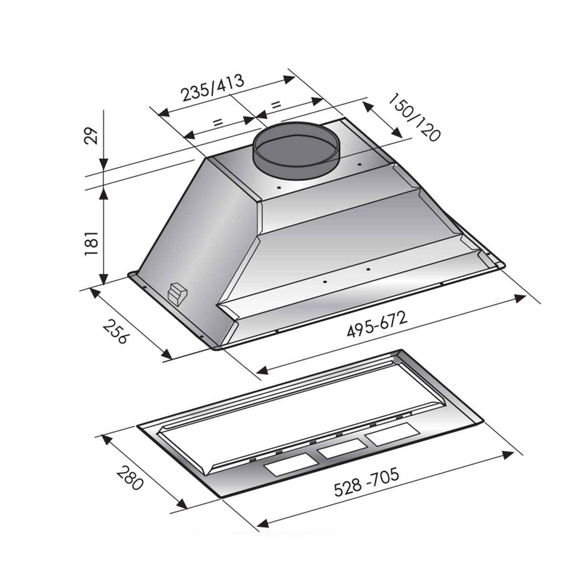 Cappa aspirante da incasso acciaio inox Fleetle Tecnowind