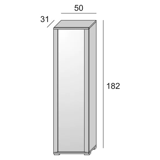 Armadio multiservizio 50x182x31 cm bianco con anta specchiata e cornice