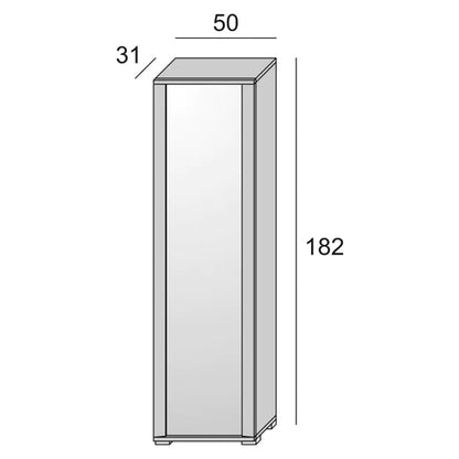 Armadio multiservizio 50x182x31 cm bianco con anta specchiata e cornice