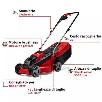 Tagliaerba Einhell a batteria 18V 3Ah taglio 30 cm
