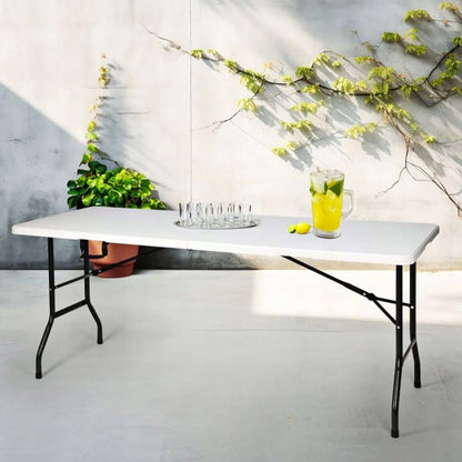 Tavolo da esterno pieghevole 180×70×74 cm leggero stabile con blocco automatico