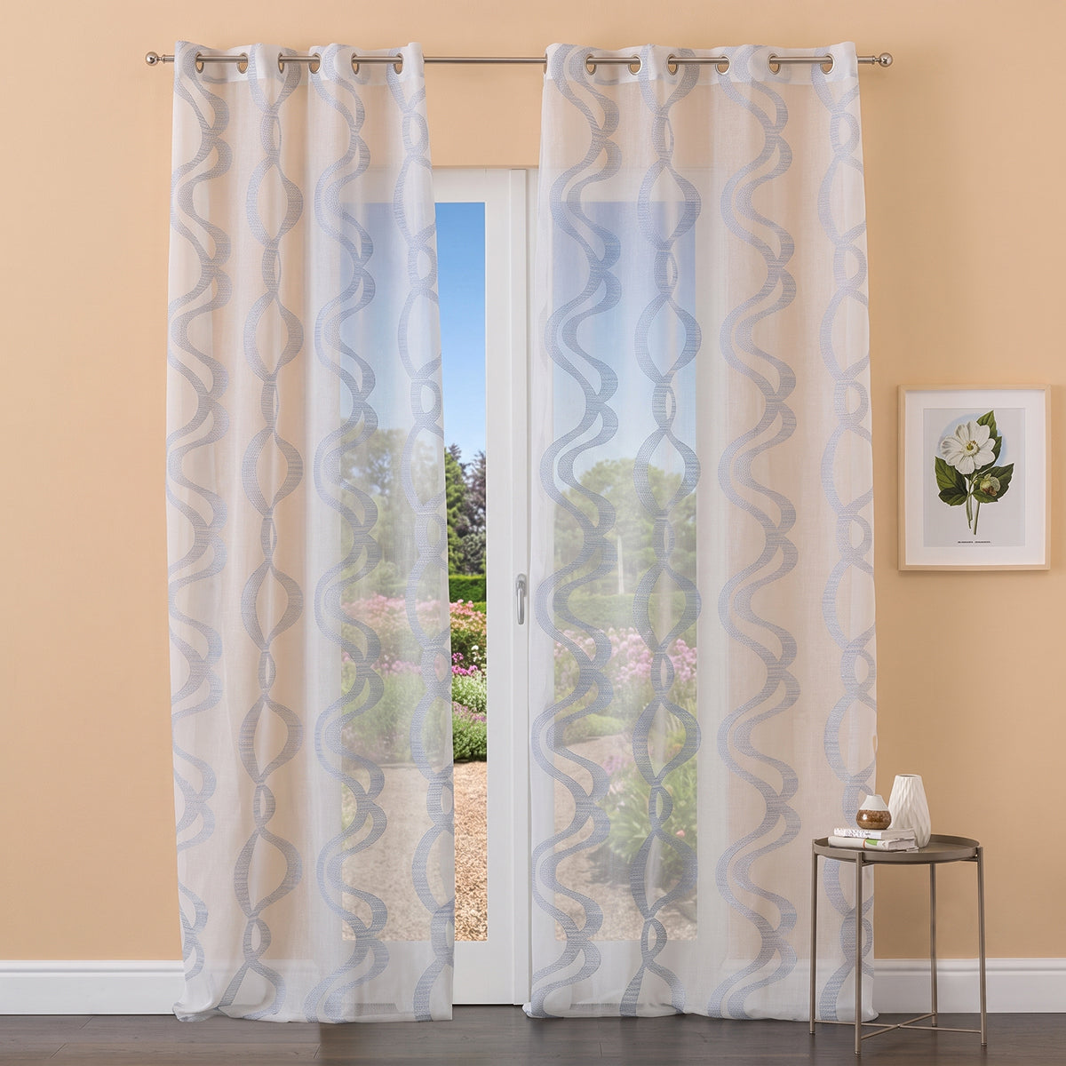 Tenda con occhielli Maratea blu semifiltrante 140x280h cm