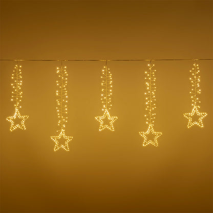 Tenda luminosa di Natale con stelle 320 cm da esterno bianco caldo 950 microLED