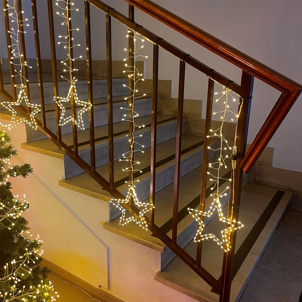 Tenda luminosa di Natale con stelle 320 cm da esterno bianco caldo 950 microLED