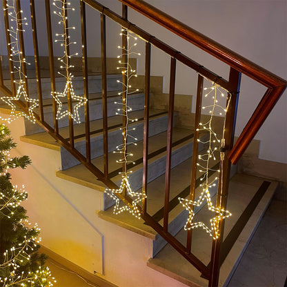 Tenda luminosa di Natale con stelle 320 cm da esterno bianco caldo 950 microLED
