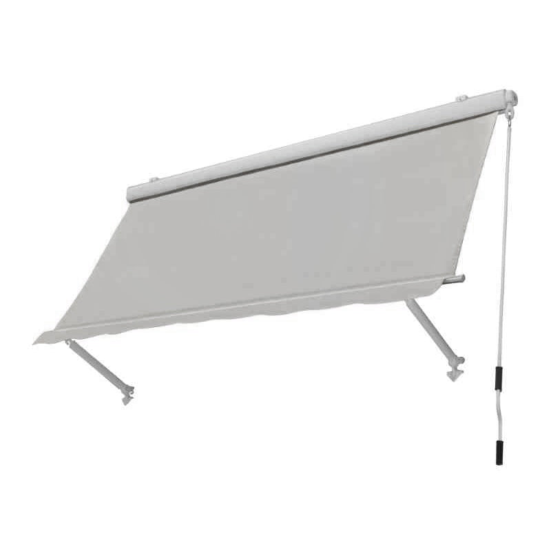 Tenda da sole con braccio e cassone grigio chiaro