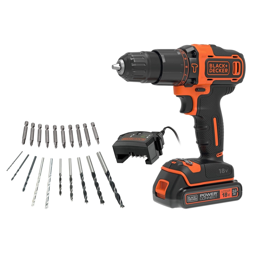 Trapano avvitatore a percussione 18 V con valigetta e accessori Black & Decker