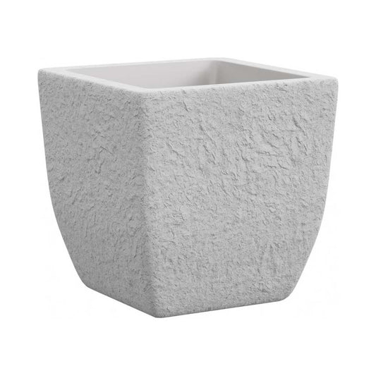 Vaso Lithos con ruote effetto pietra 41x41x40 cm bianco