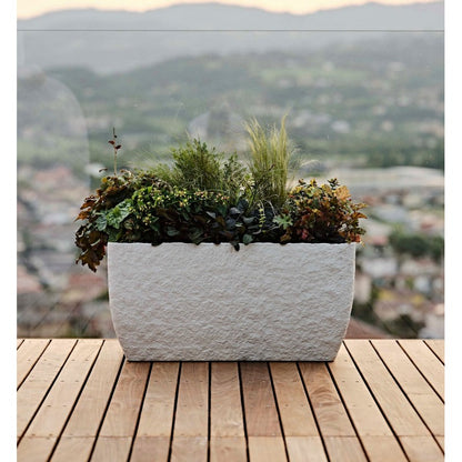Vaso Lithos con ruote effetto pietra 81x41x40 cm bianco