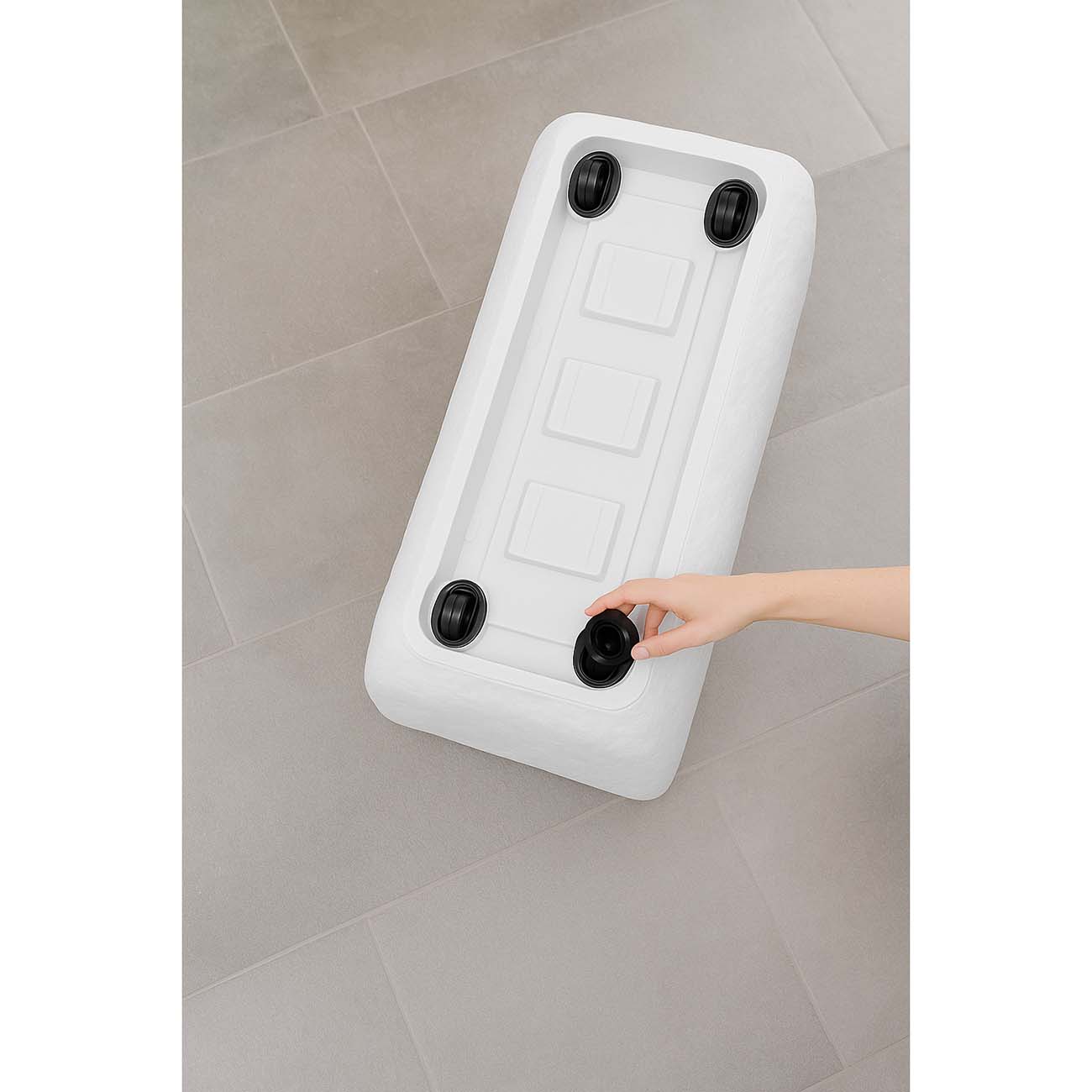 Vaso Lithos con ruote effetto pietra 81x41x40 cm bianco