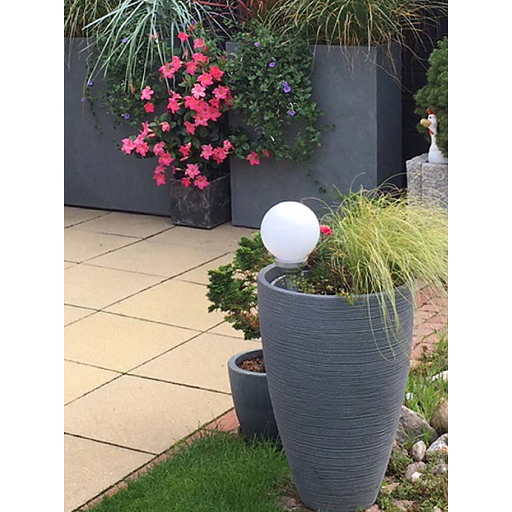 Vaso terra a coste tondo diametro 40 cm grigio