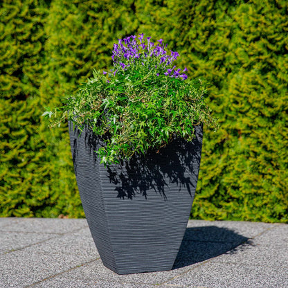 Vaso terra quadrato a coste 40 x h 60 cm grigio