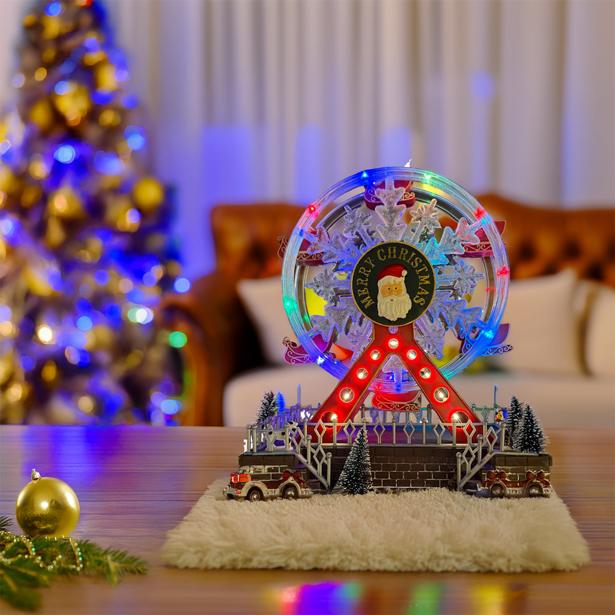 Villaggio natalizio con ruota panoramica musica e LED H 29cm Lotti