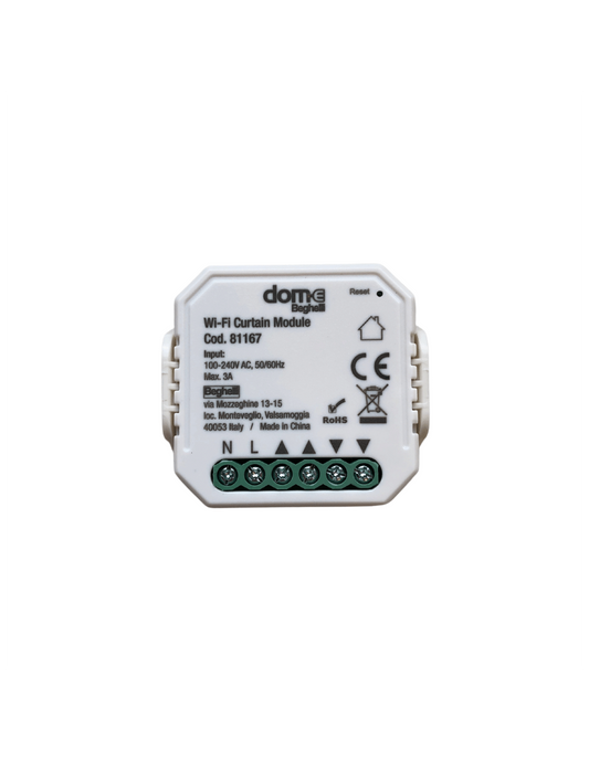 Beghelli Dome 81167 Modulo attuatore Wi-Fi smart per tapparelle e tende compatibile Alexa/Google DIN 3 A IP20