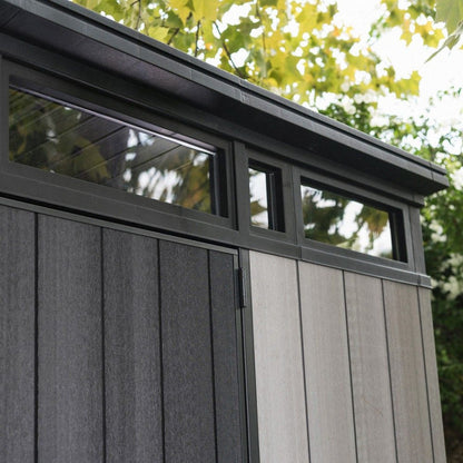 Keter casetta da giardino in resina 214x218x226H cm Artisan 7x7 grigio effetto legno con pavimento e finestre