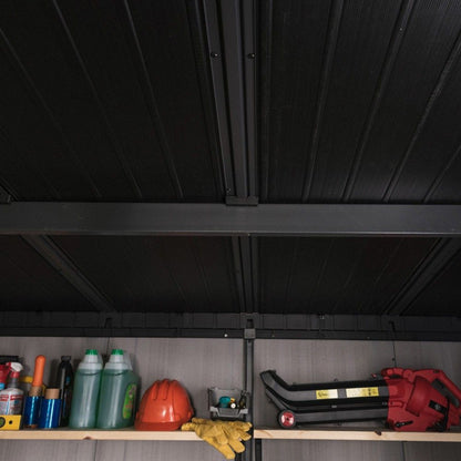 Keter casetta da giardino in resina 214x218x226H cm Artisan 7x7 grigio effetto legno con pavimento e finestre