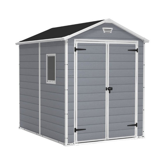 Keter casetta da giardino Manor 6x8 in resina colore grigio con finestra