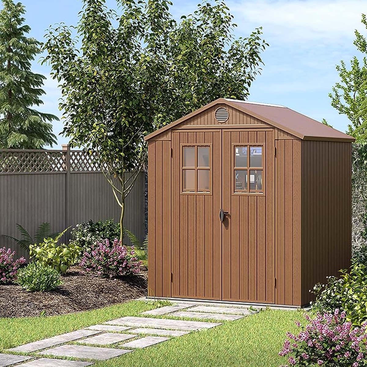 Keter casetta da giardino Darwin 6x6 in resina con finestre e pavimento incluso