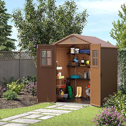 Keter casetta da giardino Darwin 6x6 in resina con finestre e pavimento incluso