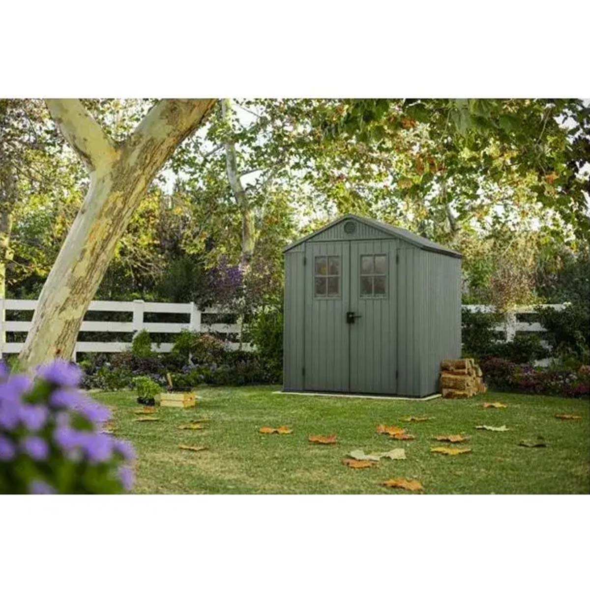 Keter casetta da giardino Darwin 6x6 in resina con finestre e pavimento incluso
