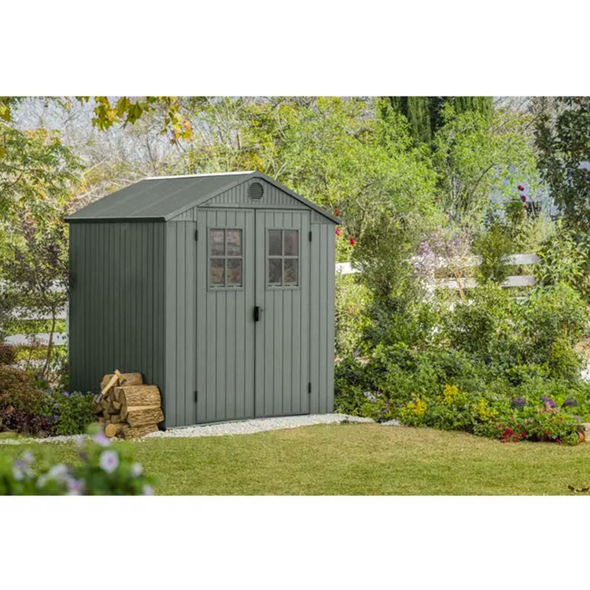 Keter casetta da giardino Darwin 6x6 in resina con finestre e pavimento incluso