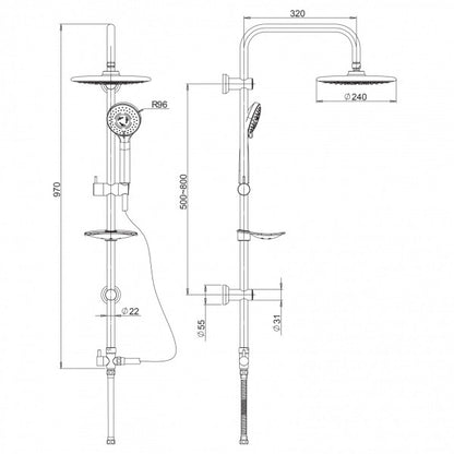 Colonna doccia serie rs con deviatore ottone Paini cromo