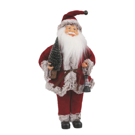 Babbo Natale fisso 50 cm con decorazioni e musica a corda